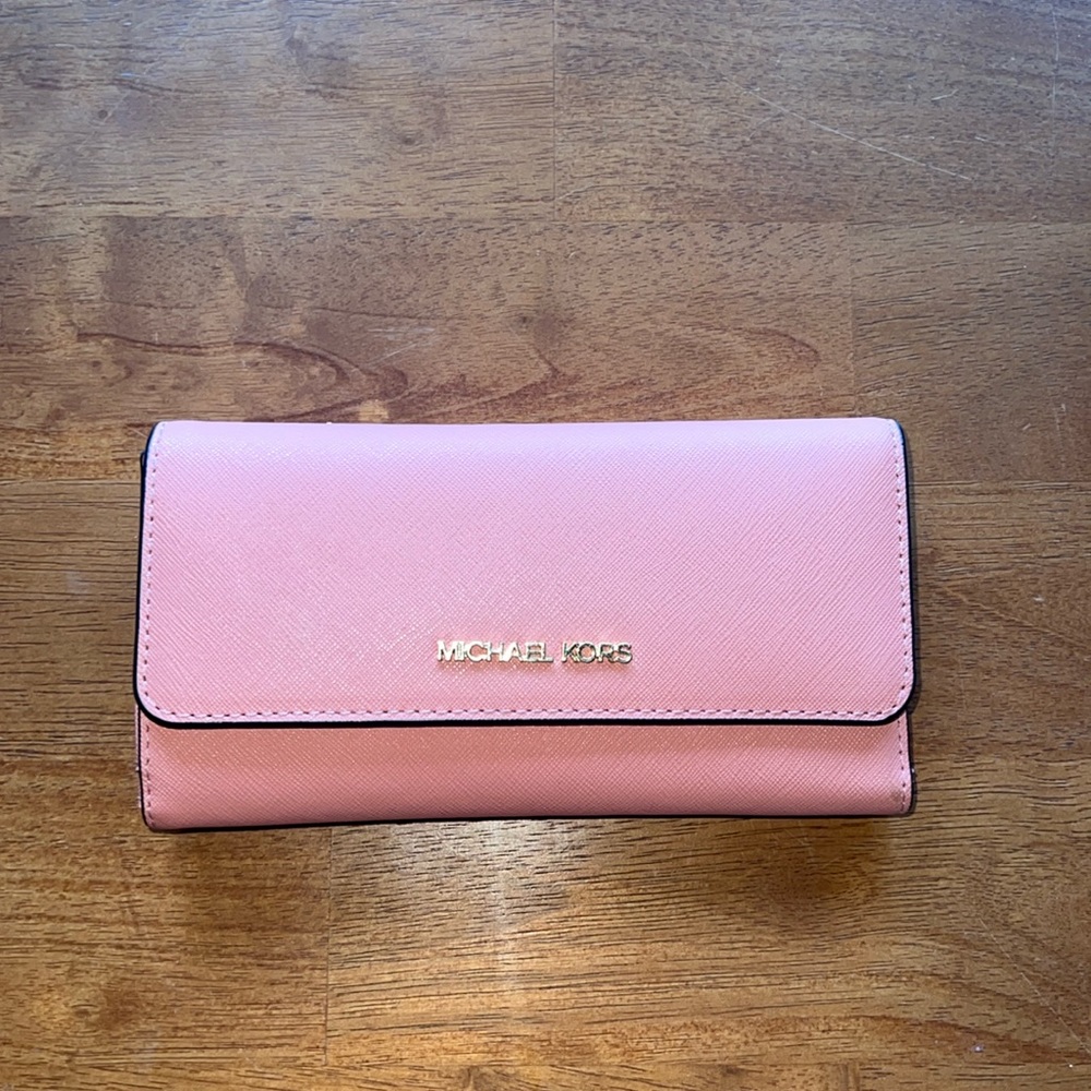 Pink trifold Michael kors wallet